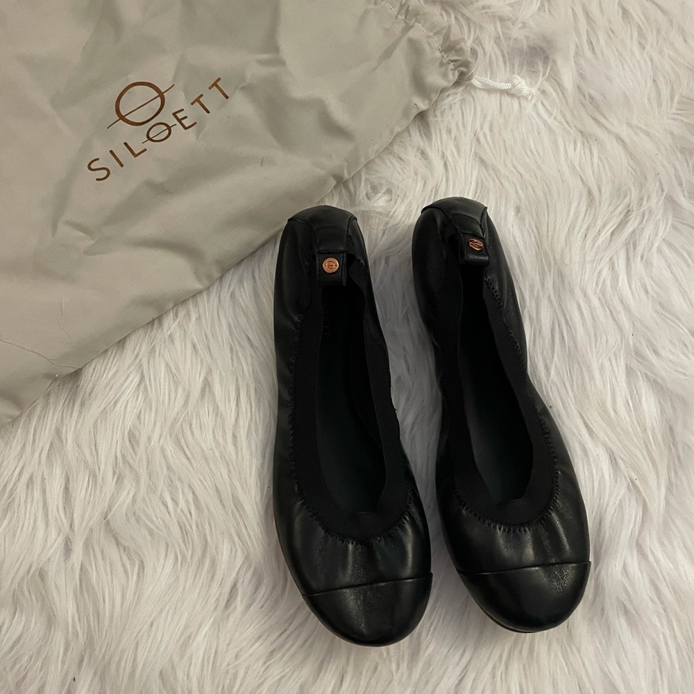 Black Leather Flats